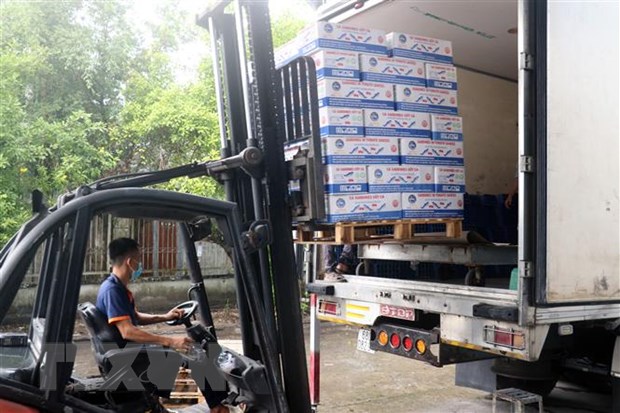 Mặt hàng cá đóng hộp xuất khẩu sản xuất chế biến tại Khu công nghiệp Cảng cá Tắc Cậu, xã Bình An, huyện Châu Thành (Kiên Giang). (Ảnh: Lê Huy Hải/TTXVN)